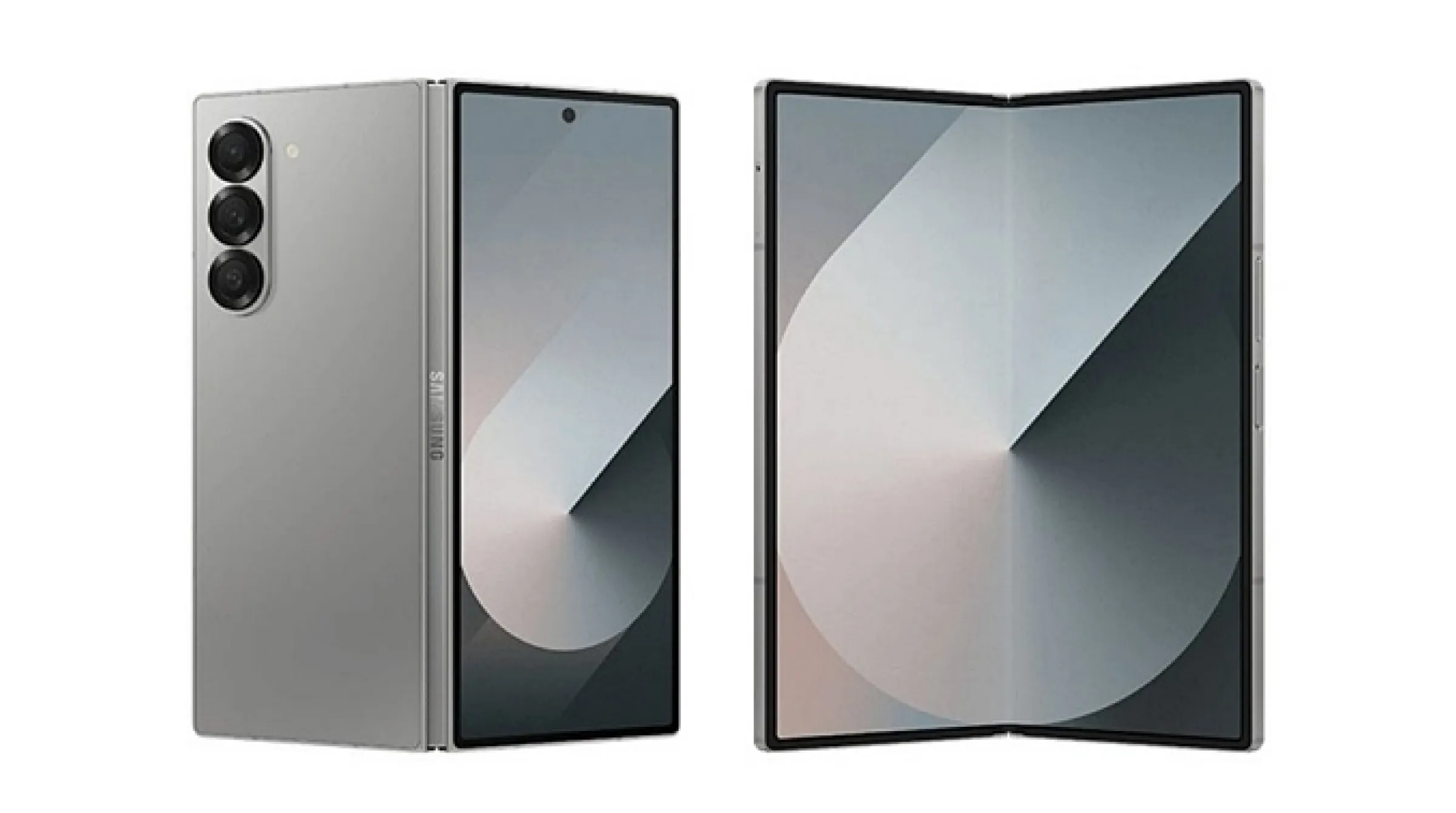 갤럭시Z 폴드6 싸게 사는 법 콘텐츠에 첨부된 사진으로 갤럭시Z 폴드6 이미지예요. 실버 쉐도우 색상으로, 앞뒤 모습이 모두 나와 있어요.