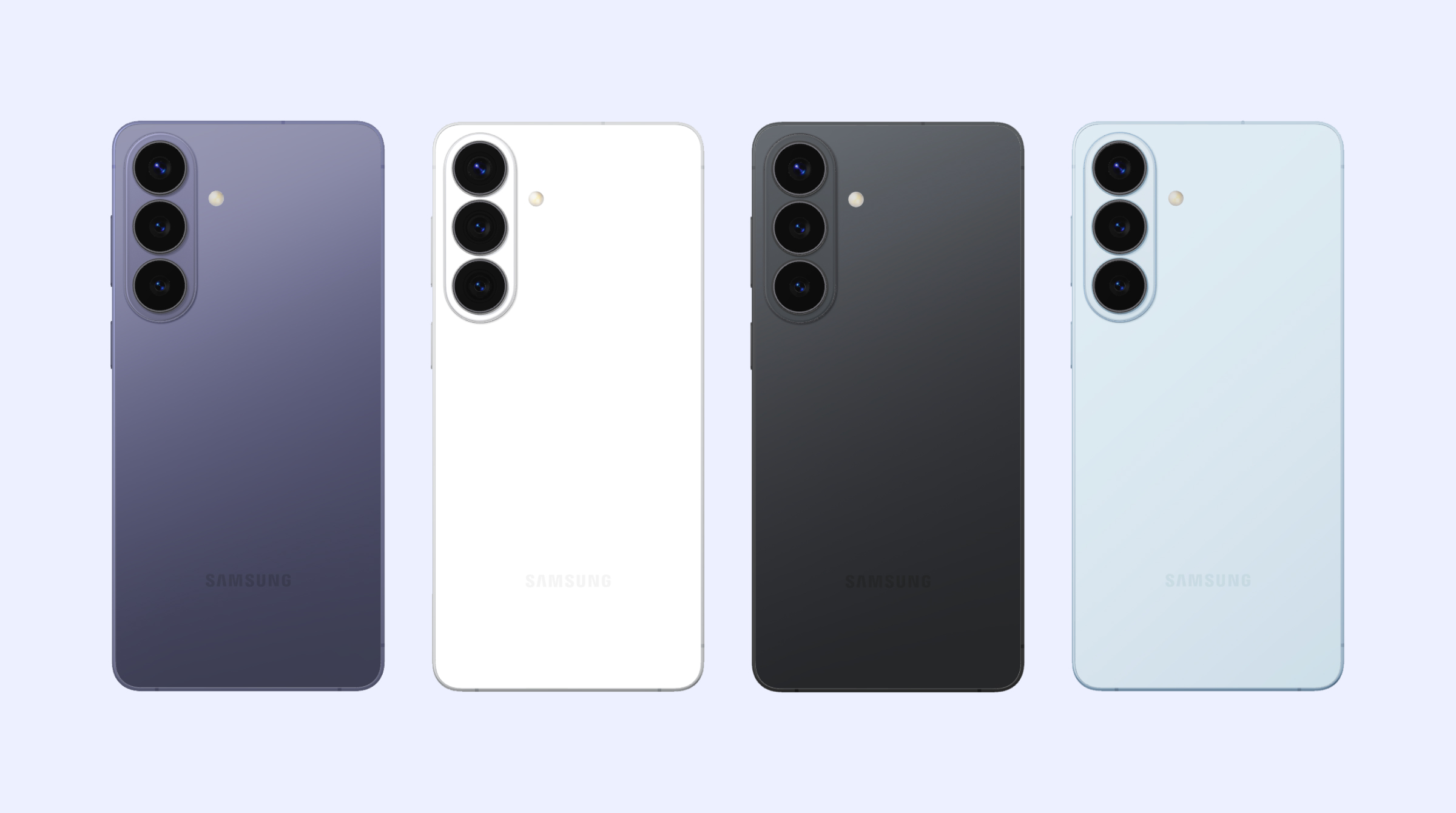 갤럭시 S26 시리즈 이미지. 왼쪽부터 코발트 바이올렛, 화이트, 블랙, 스카이 블루