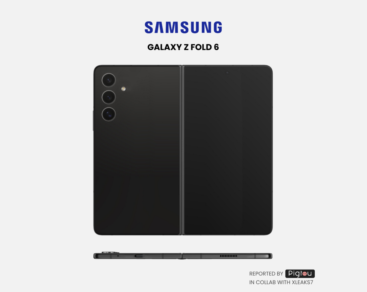 갤럭시 Z 폴드6 콘텐츠 내용 중, 유출된 갤럭시 Z 폴드 6 예상 디자인을 보여주는 이미지입니다.(출처 : @xleaks7)